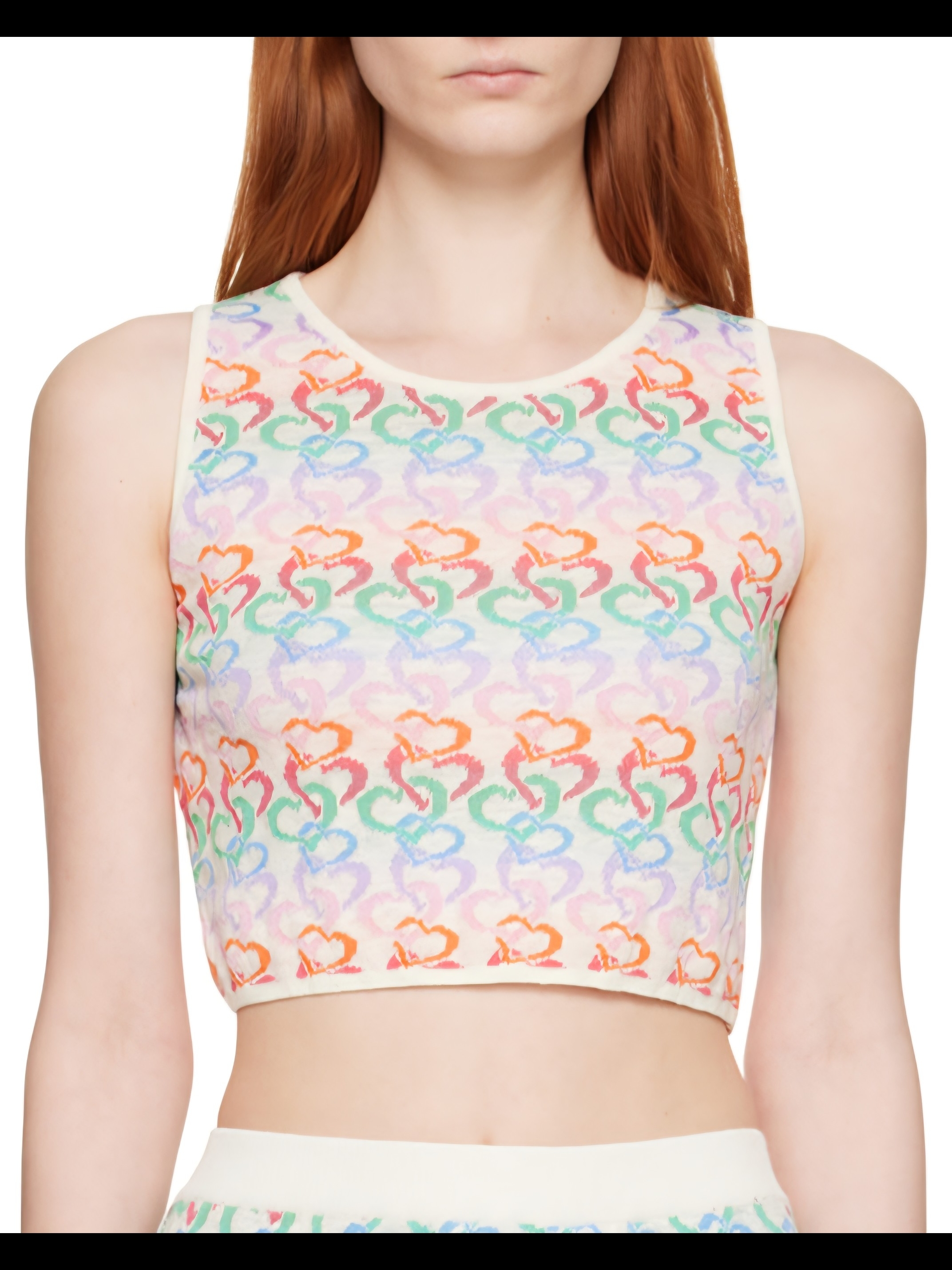 Women’s Multicolor Heart Print Crop Top